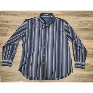 Tommy Bahama Silk Button Down Shirt Striped Long Sleeve Casual XL/TG‎